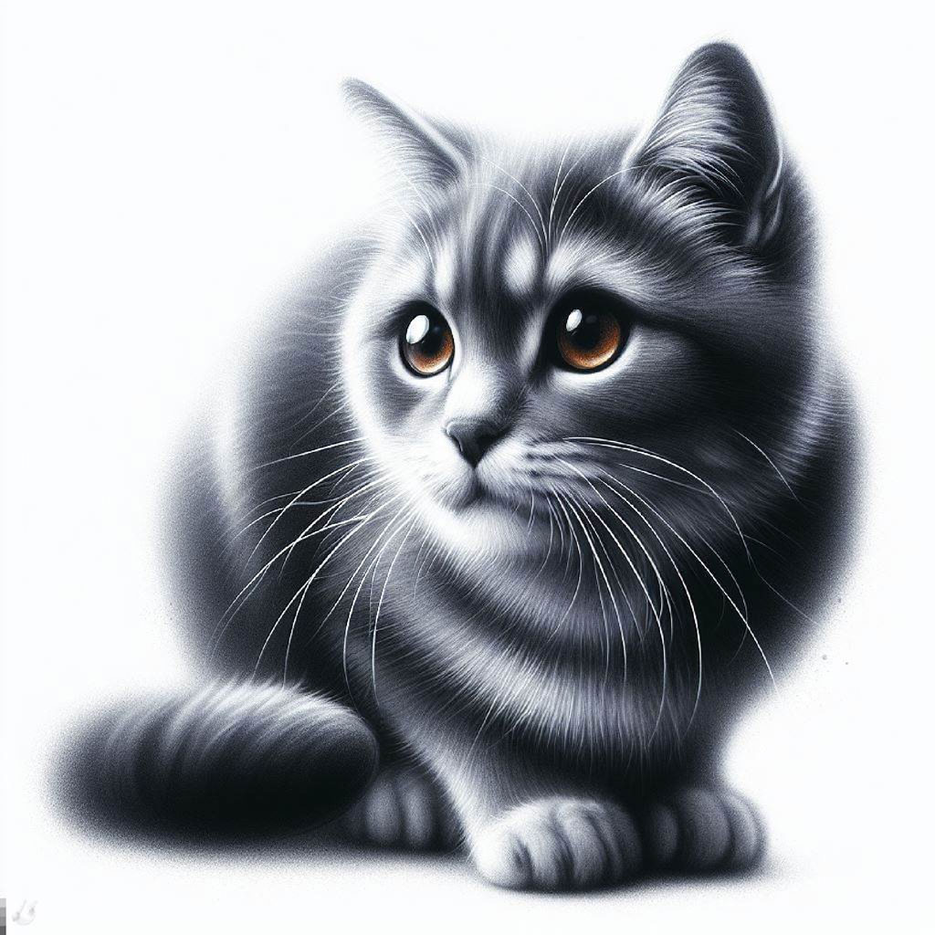 Digital illustration of a cat with green eyes and orange fur