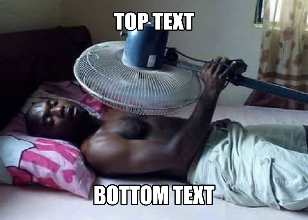 Man lying on bed with a fan positioned directly above his face