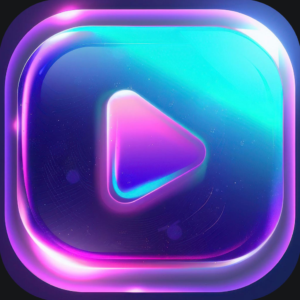 Neon play button icon