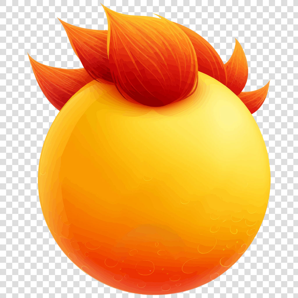 Digital illustration of an orange fruit with a textured surface and gradient orange color