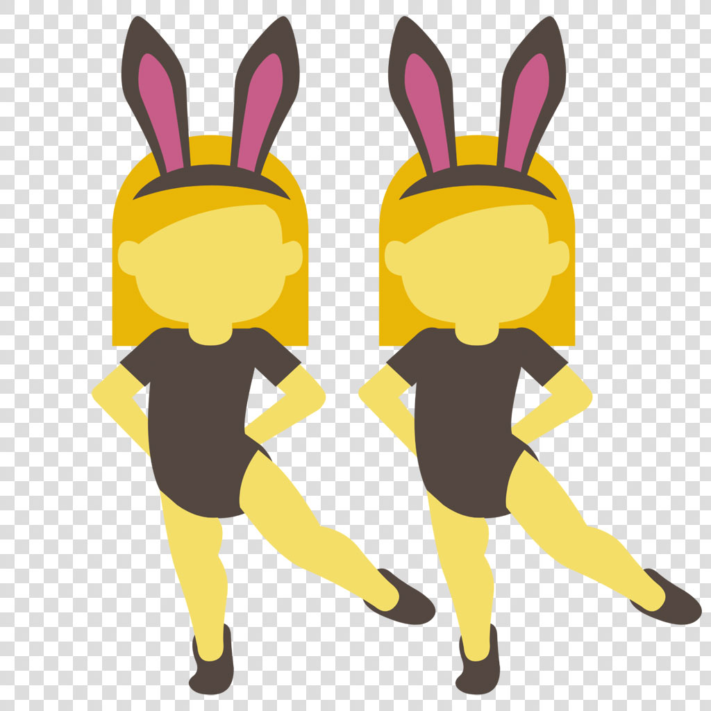 Two cartoon girls with bunny ears and black bodysuits