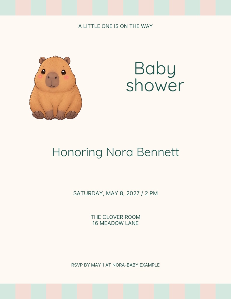 Preview for Capybara Cuddles Letter Flyer Template