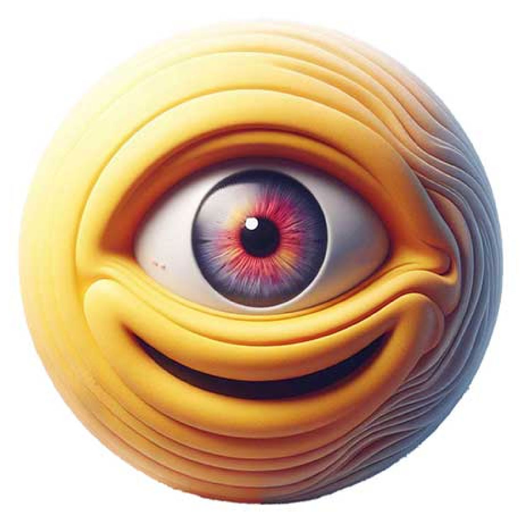 A yellow smiley face with a large eye