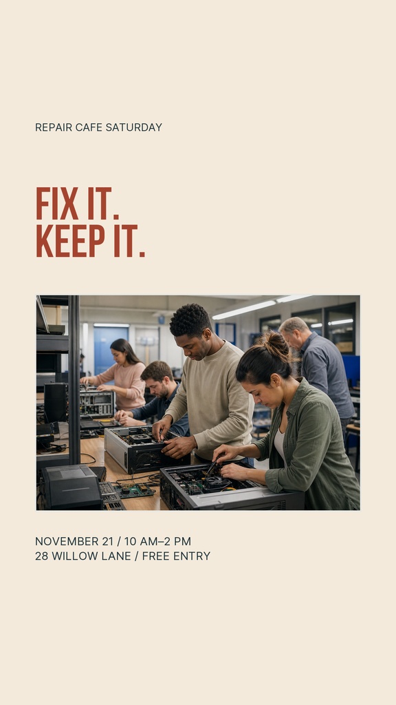Preview for Repair Cafe Saturday Story Opener Template