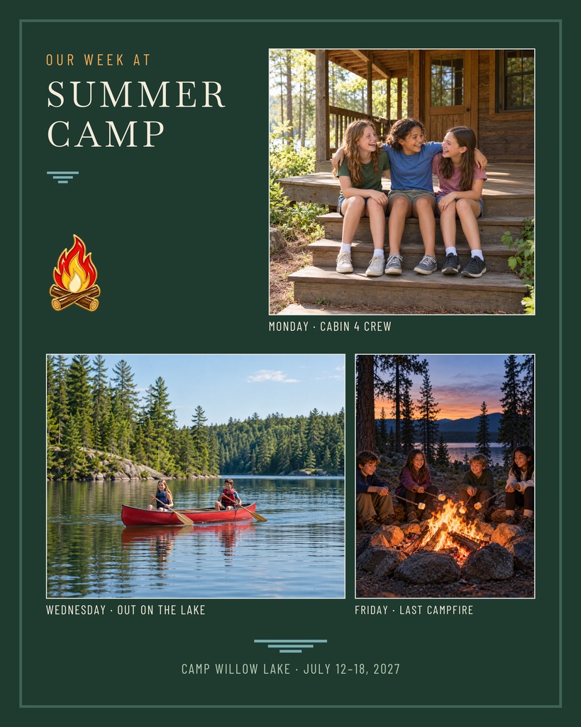 Preview for Our Week At Summer Camp Memory Page Template