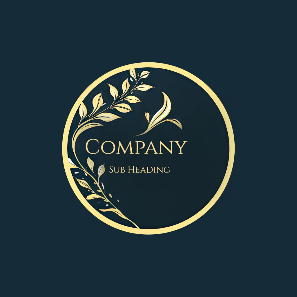 Gold circular logo with leaves and 'COMPANY' text on dark blue background