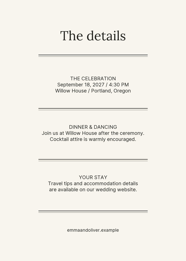 Preview for Ivory Vows Details Card Template