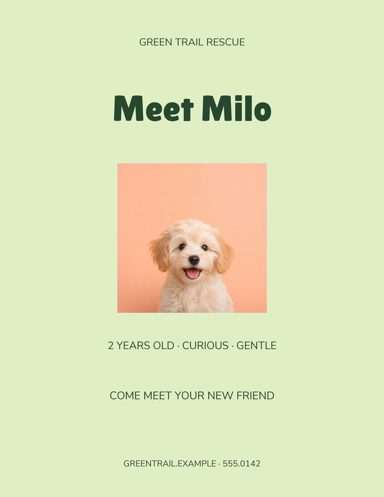 Preview for Milo Finds Home Letter Flyer Template