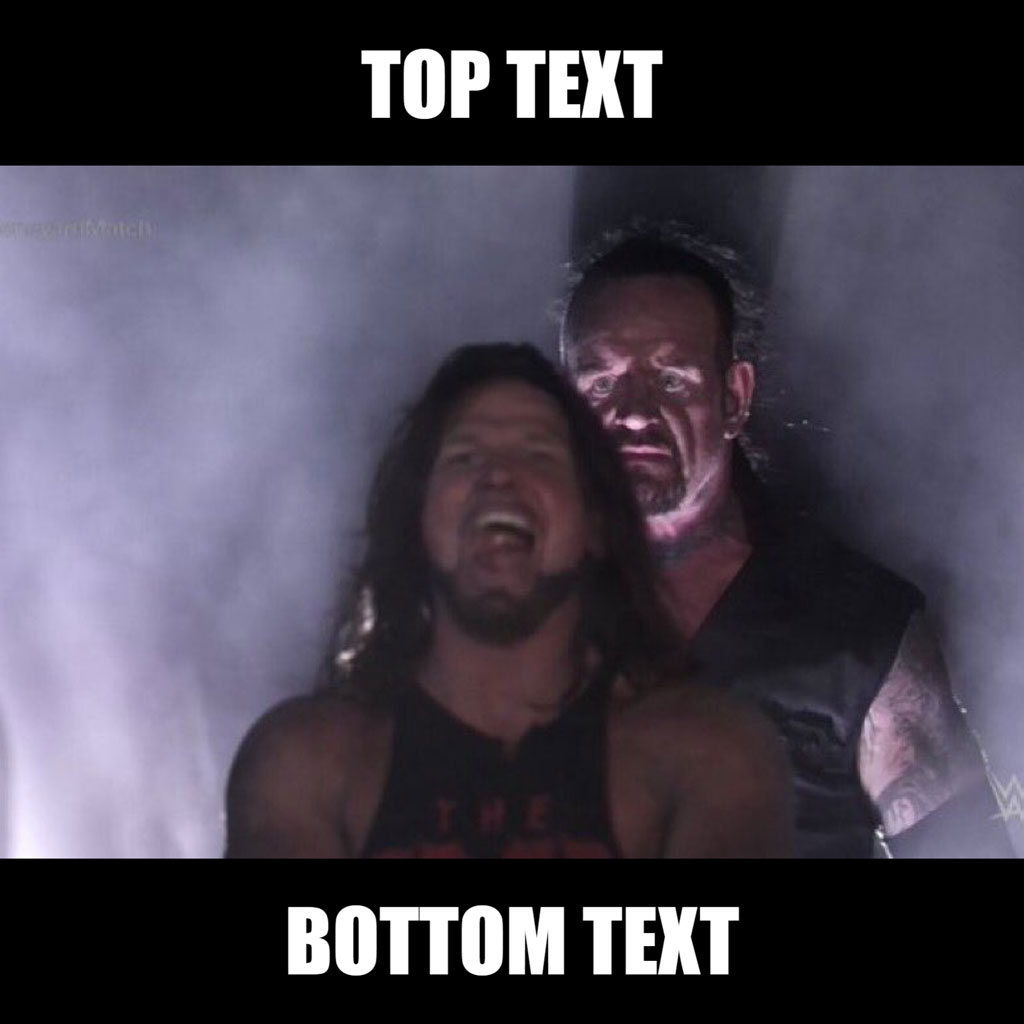 Meme template with two men, one in front of the other, with 'TOP TEXT' and 'BOTTOM TEXT' labels.