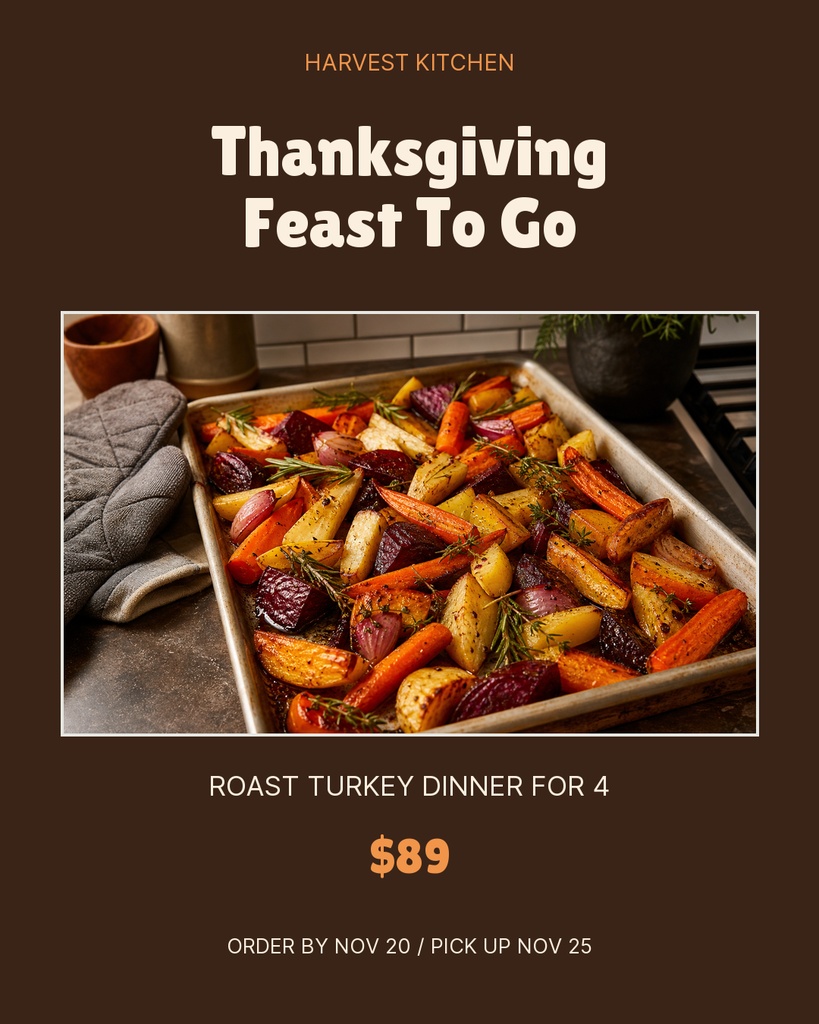 Preview for Thanksgiving Feast To Go Portrait Post Template