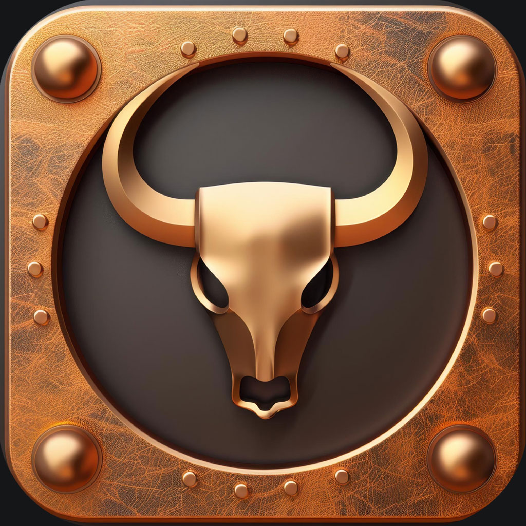 Taurus bull icon with copper and gold accents