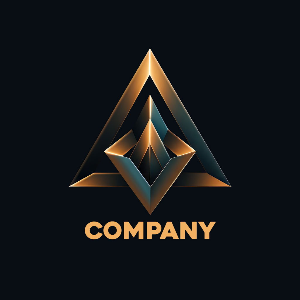 A stylized, 3D triangle logo with 'COMPANY' text on a black background