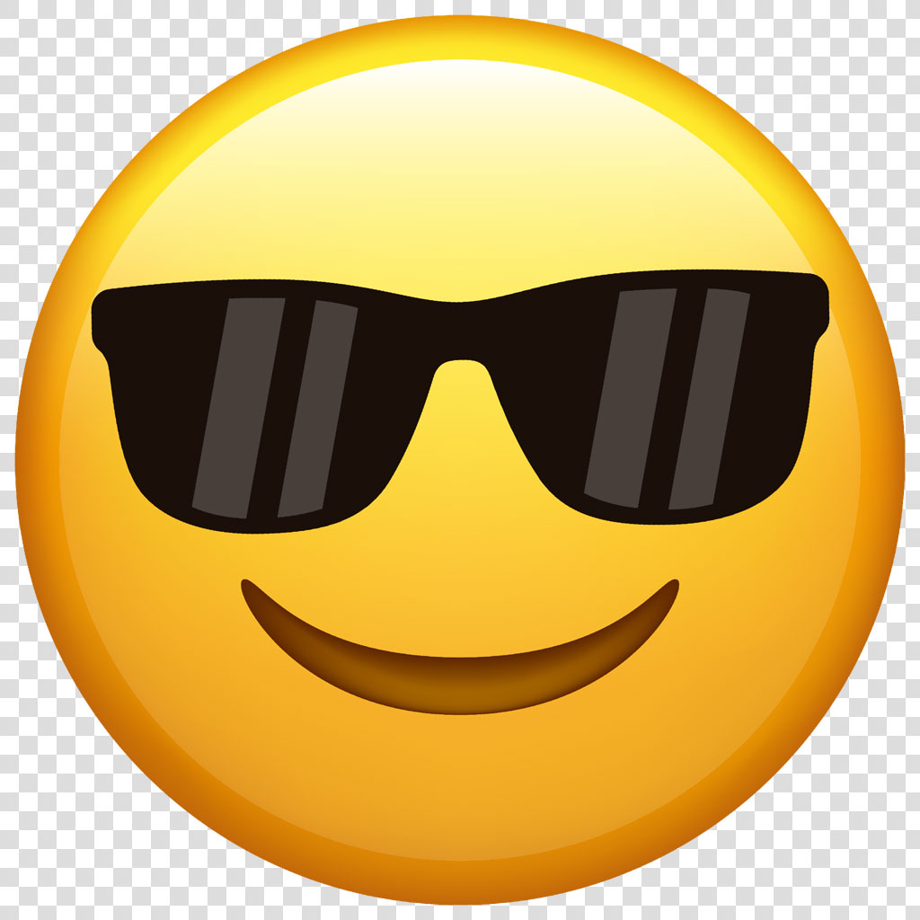 Yellow smiley face wearing black sunglasses