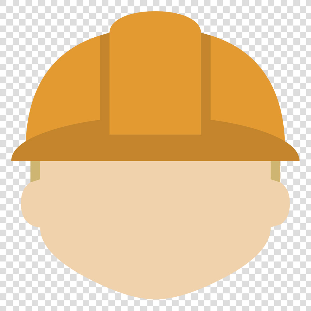 Illustration of a construction worker with a yellow hard hat