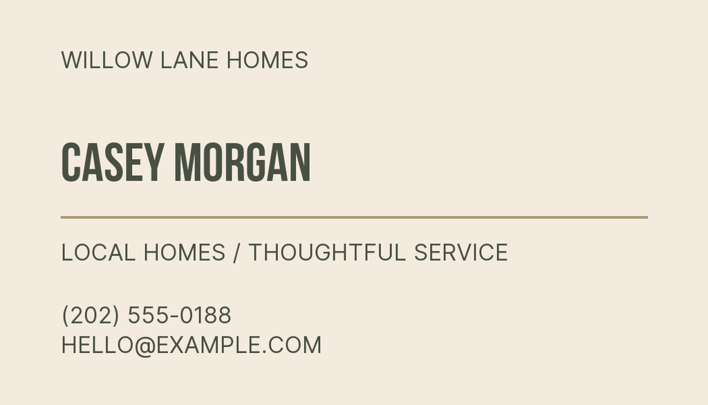 Preview for Cottage On Willow Lane Agent Contact Card Template