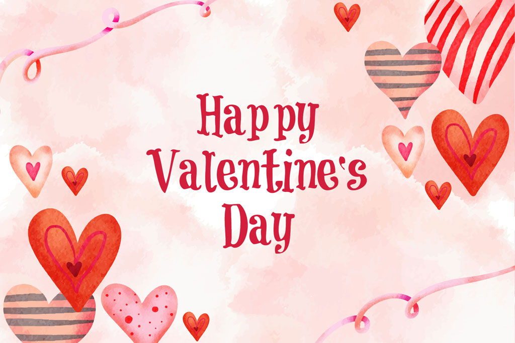 Valentine's Day greeting with hearts