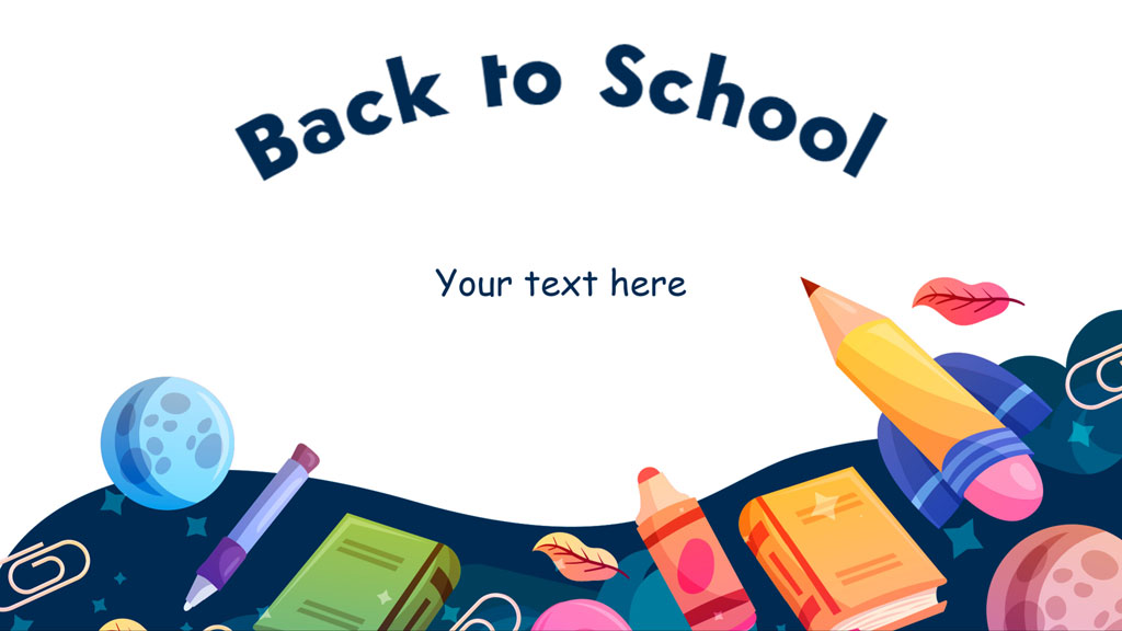 Back to school template with school supplies and space theme