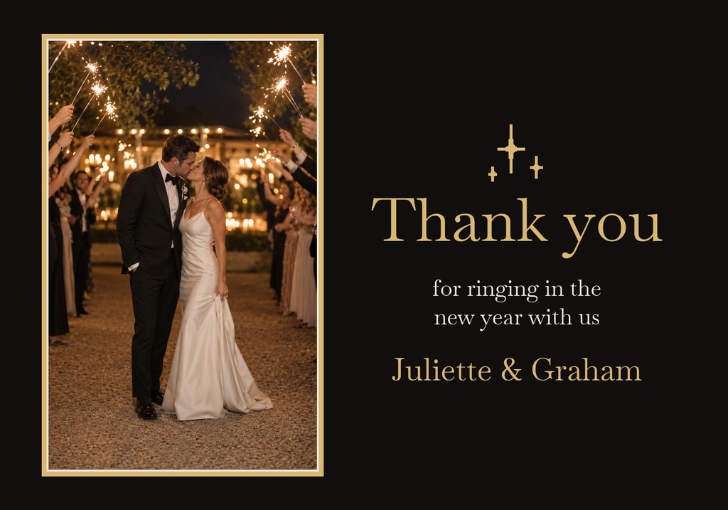 Preview for Midnight In Gold Thank-you Card Template