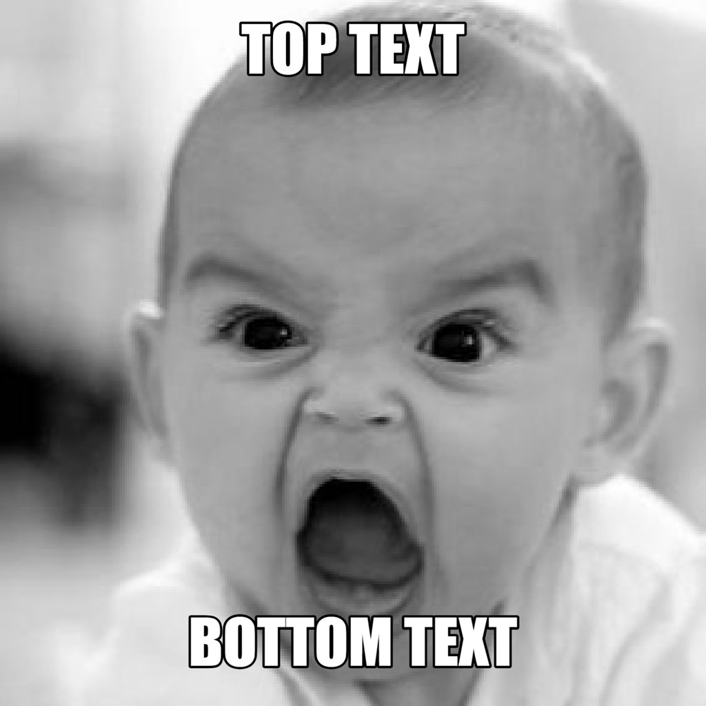 Shocked baby meme template with top and bottom text