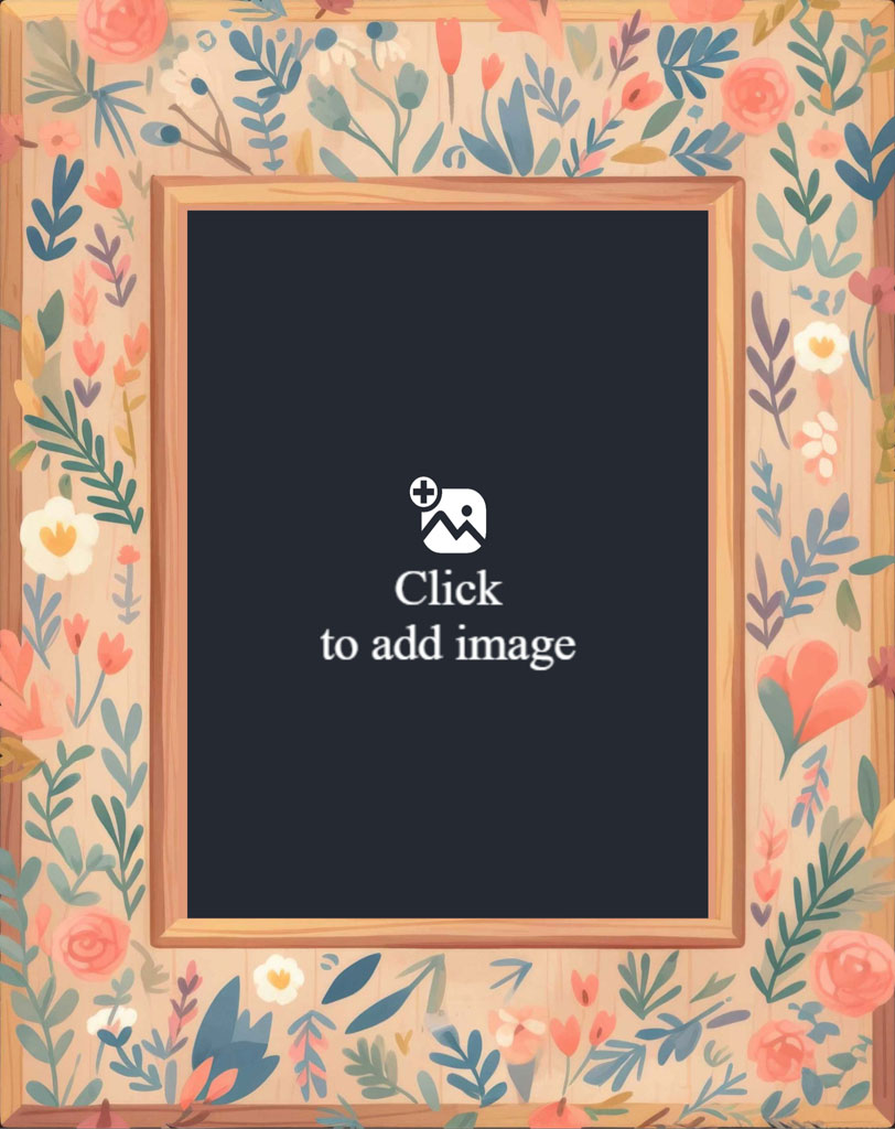 A floral patterned frame with a blackboard in the center