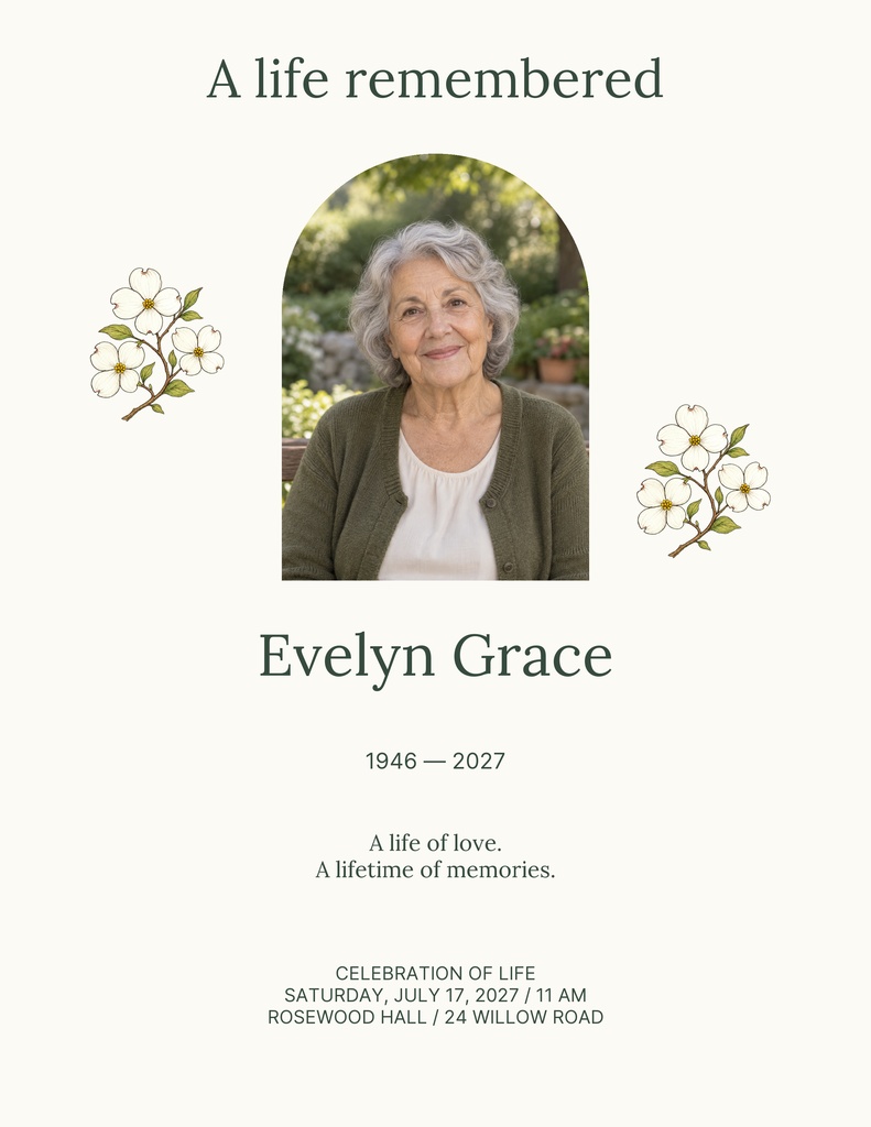 Preview for A Life Remembered Letter Flyer Template