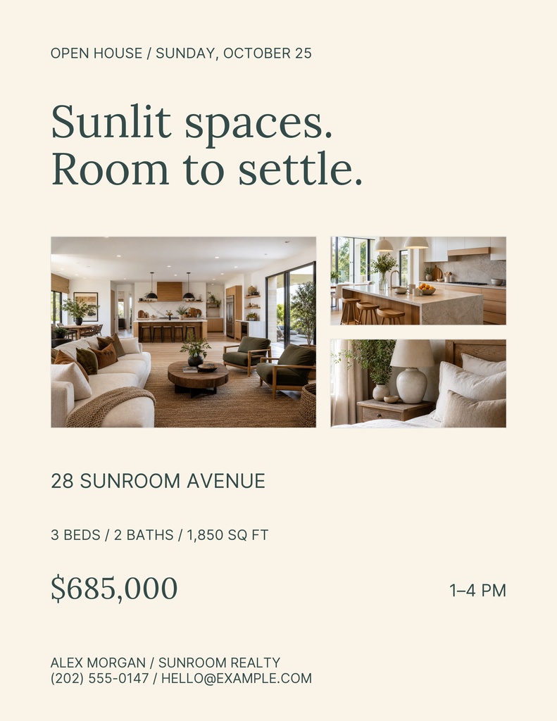 Preview for Sunroom Open House Letter Flyer Template
