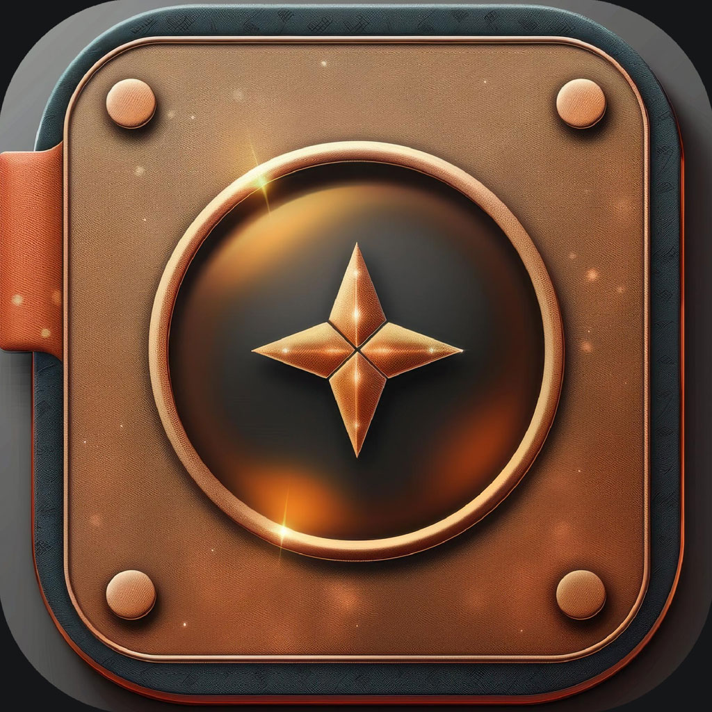 Luxury app icon with golden star on bronze background