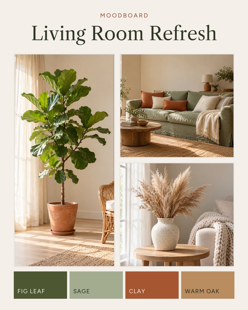 Preview for Living Room Refresh Moodboard Portrait Collage Template
