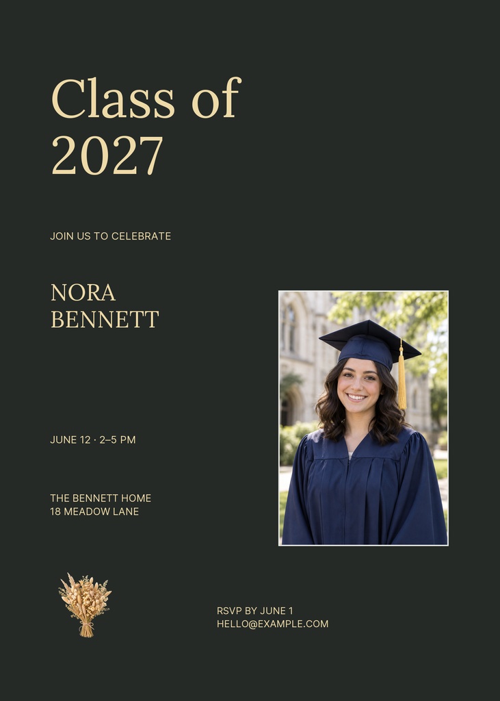 Preview for A Golden Chapter 5 × 7 Invitation Template