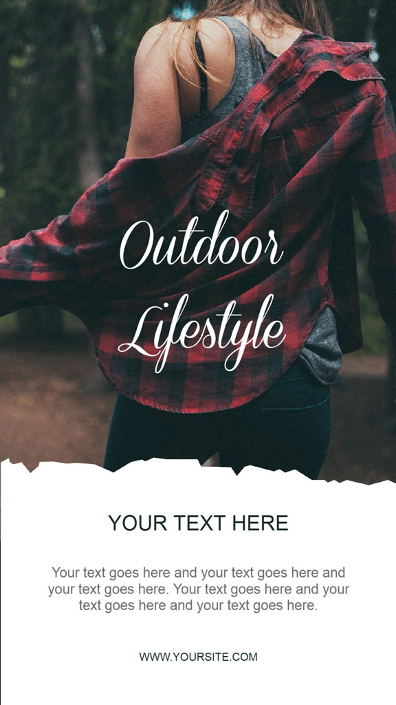 Woman in a red plaid shirt outdoors