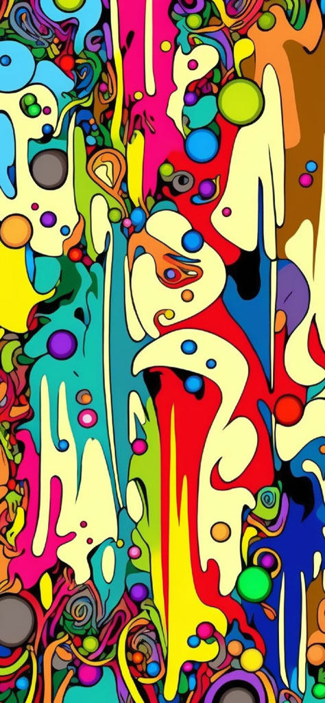 A colorful abstract artwork with swirling patterns and vibrant hues