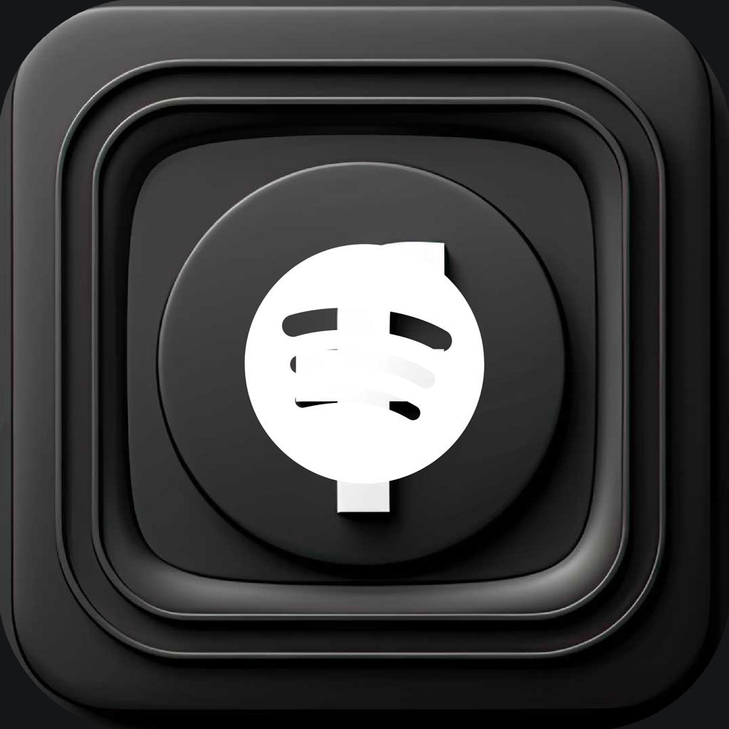 Spotify logo on a black layered square