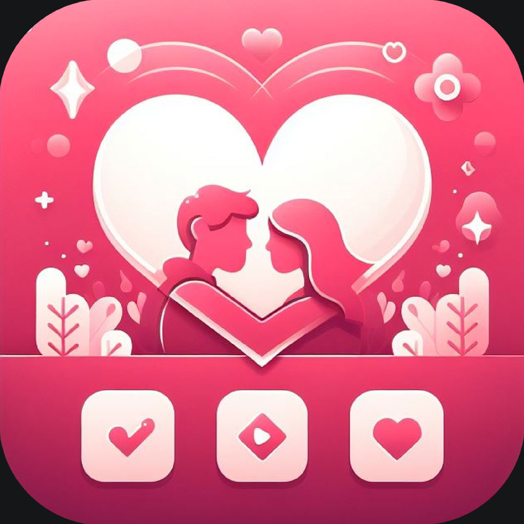 Love app icon with couple in heart