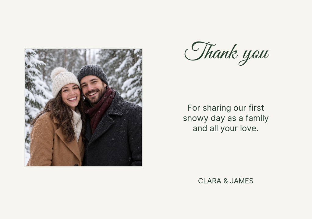 Preview for First Snow Wedding Thank-you Card Template