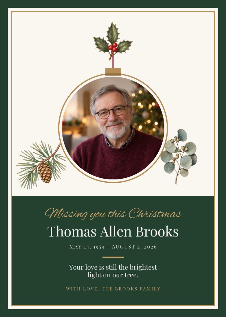 Preview for Missing You This Christmas Remembrance Card Template