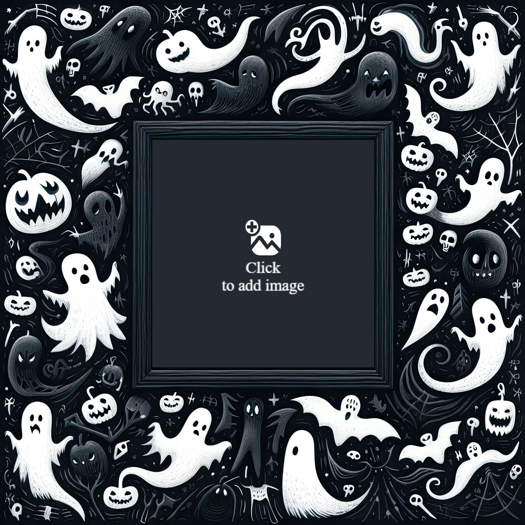 Halloween-themed frame with various spooky elements