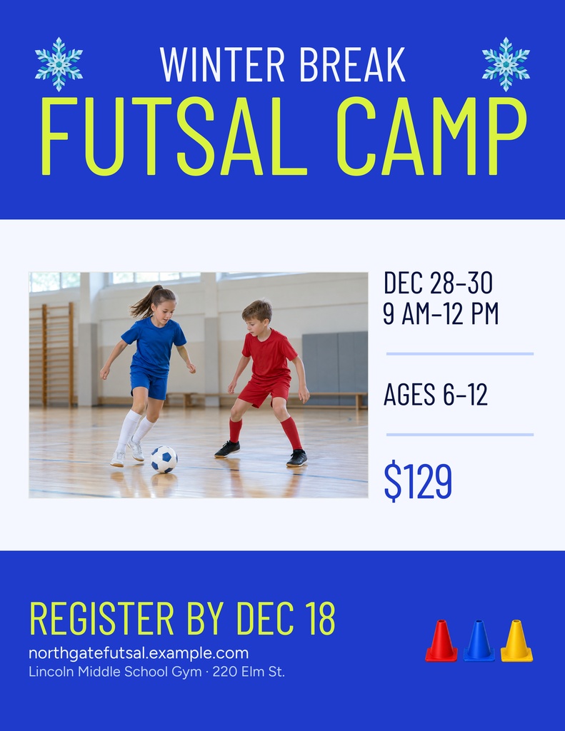Preview for Winter Break Futsal Camp Letter Flyer Template