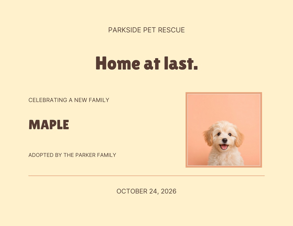 Preview for Good Dogs Welcome Keepsake Certificate Template