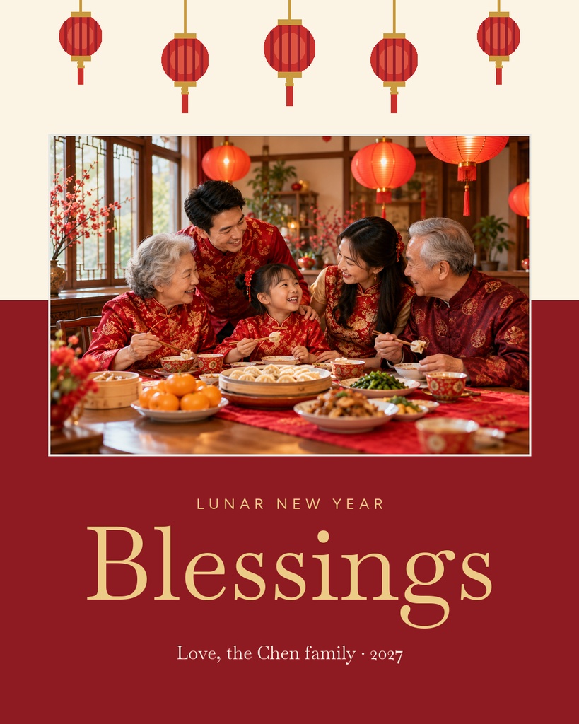 Preview for Lunar New Year Blessings Portrait Post Template