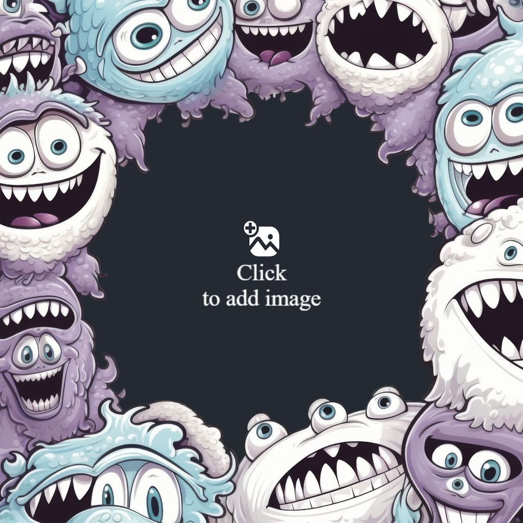 Cartoon monsters with different faces and colors