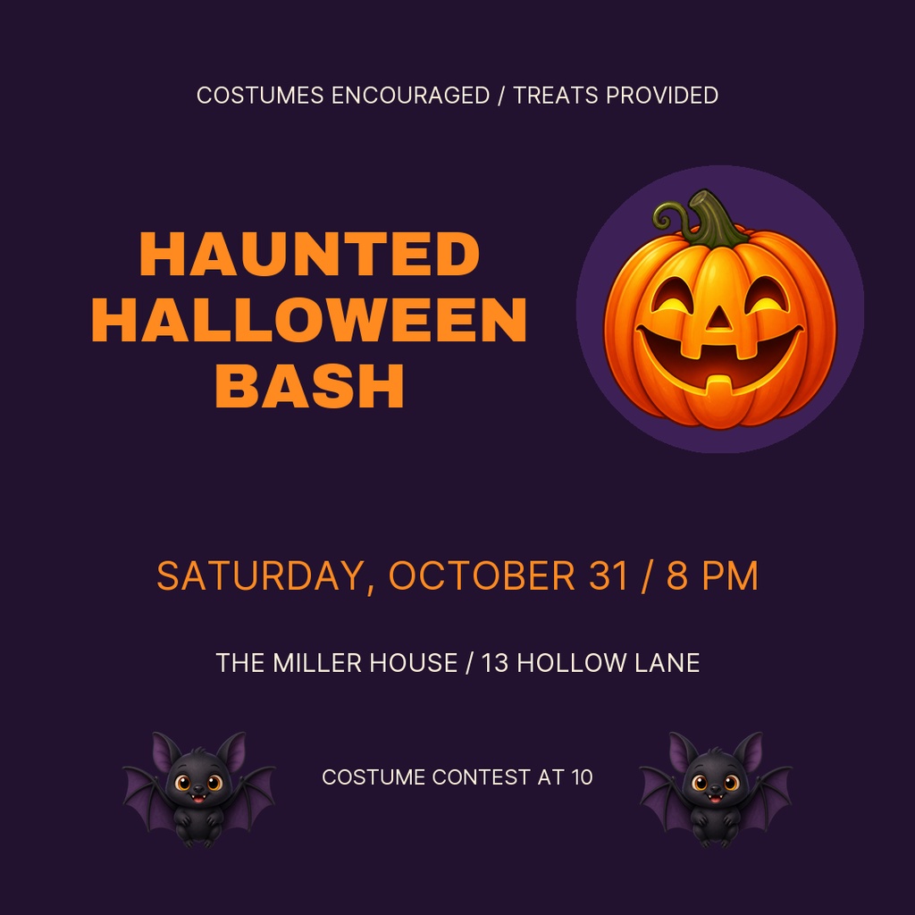 Preview for Haunted Halloween Bash Square Post Template
