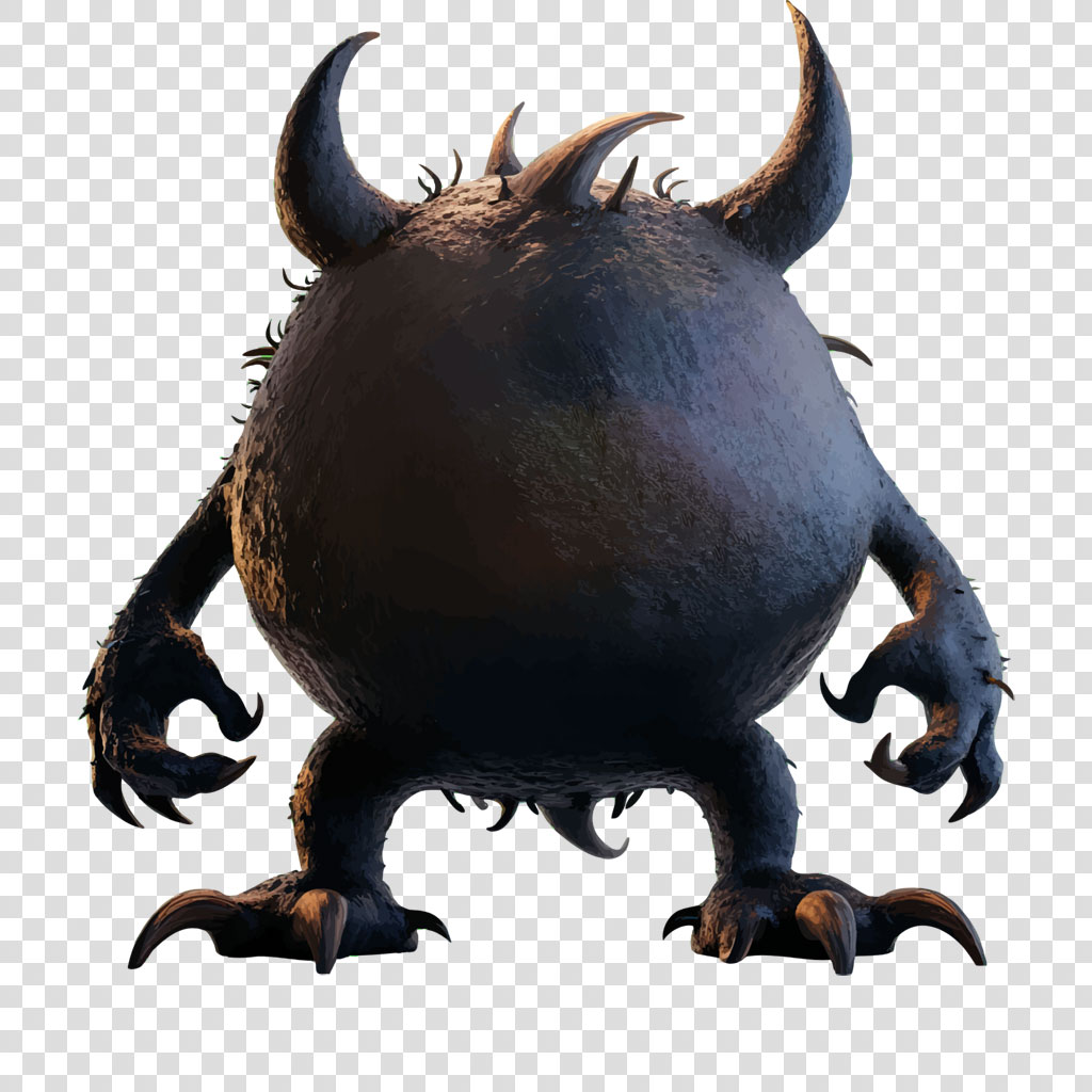 A dark fantasy creature with horns and sharp claws