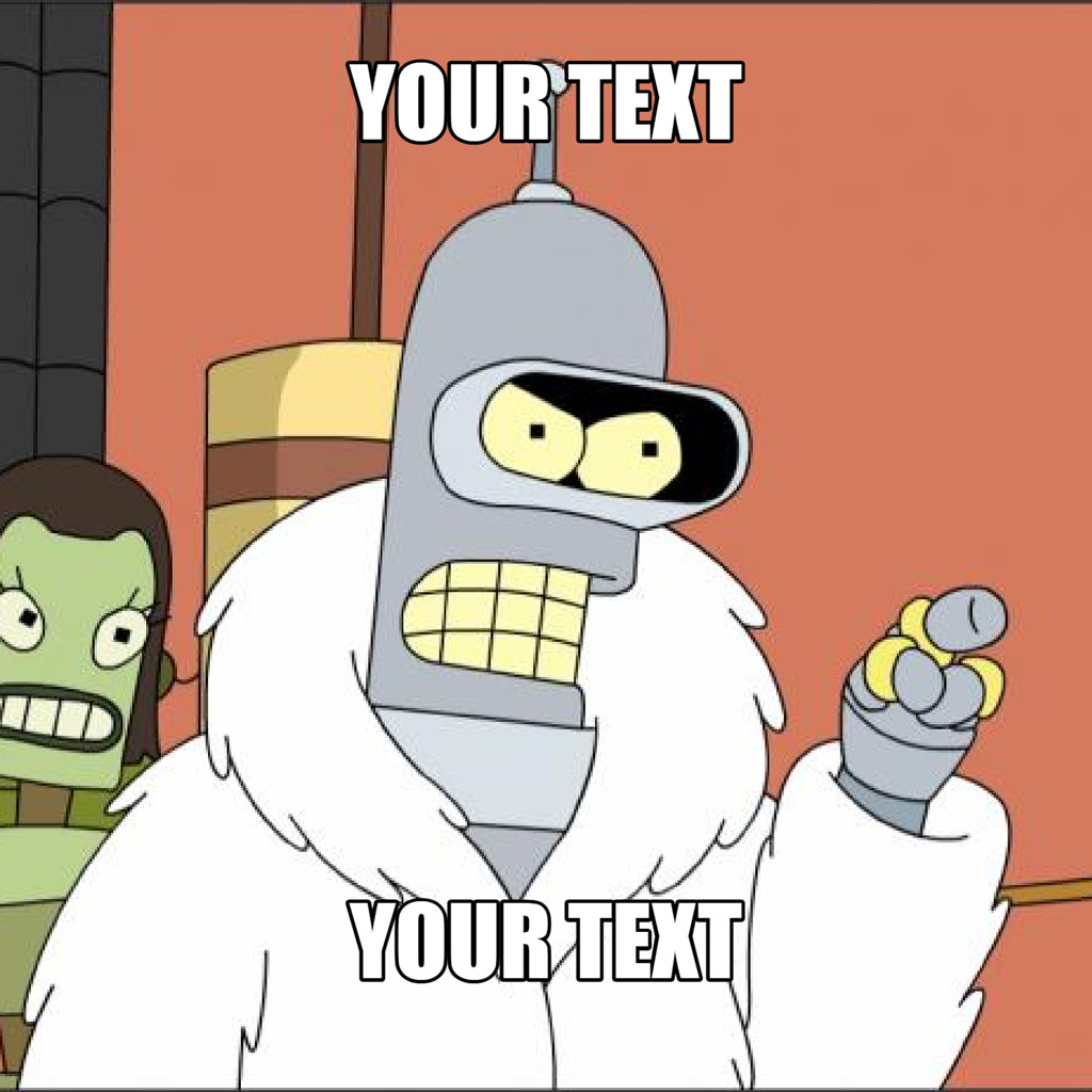 Bender holding a drink and wearing a white fur coat