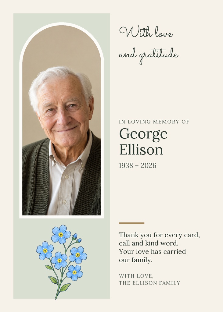 Preview for With Love And Gratitude Remembrance Card Template