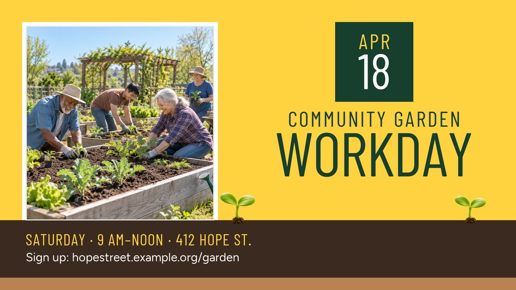 Preview for Community Garden Workday Landscape Graphic Template