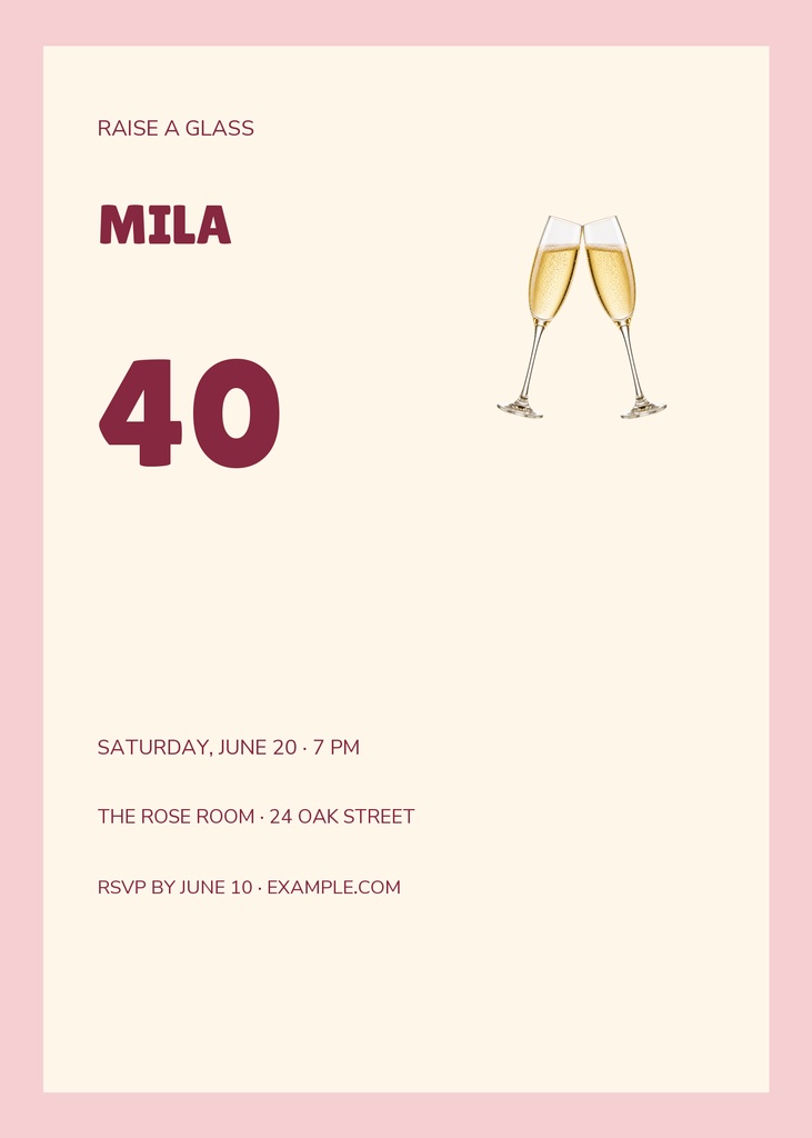 Preview for A Toast To You 5 × 7 Invitation Template