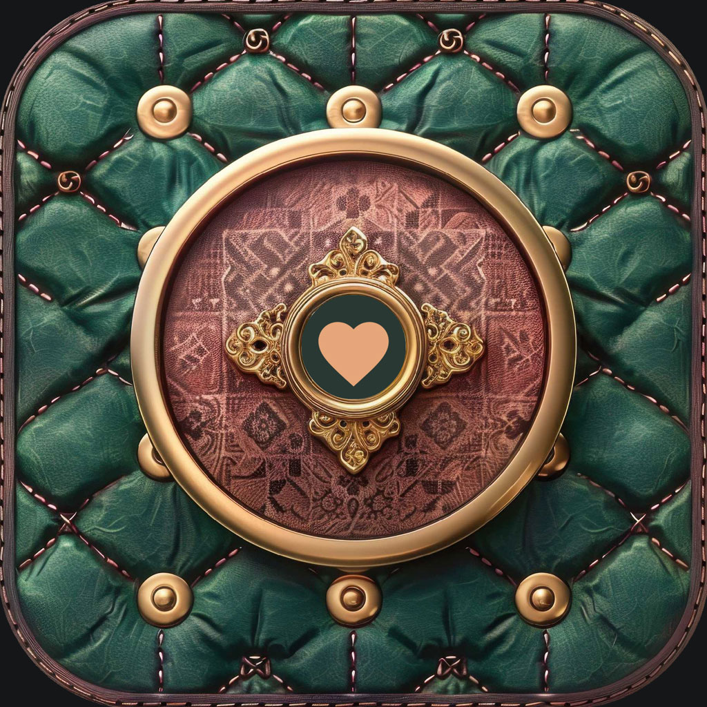 Luxury green leather handbag with golden lock and heart-shaped emblem