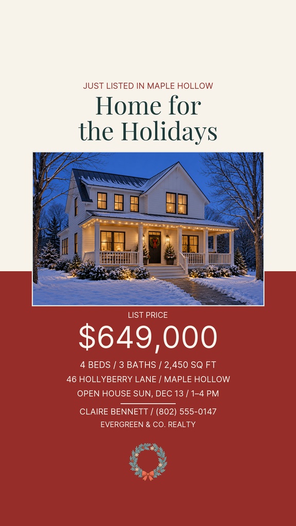 Preview for Home For The Holidays Listing Story Opener Template