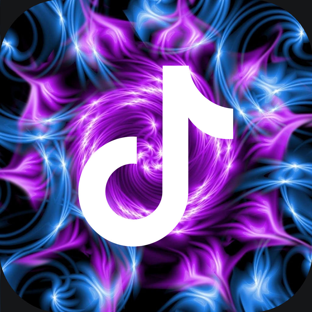 TikTok logo on a purple and blue abstract background
