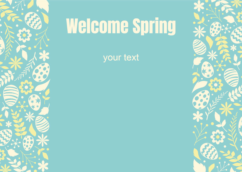 Spring welcome template with flowers and eggs
